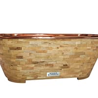 Copper Bathtub “Rosebud” Mango Wood Hand Made - Bathroom Warehouse UK