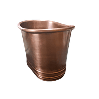 Copper Bathtub “The Oval” Hand Made Teak Seating - Bathroom Warehouse UK